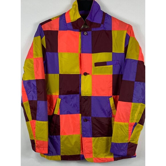 Vintage Final Home Thermal Lined Multicolor Patchwork Button Up Jacket S C210